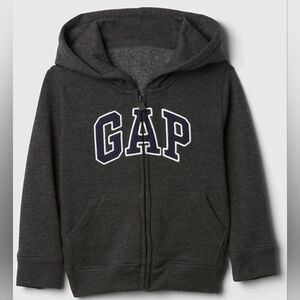 GAP Baby' Relaxed Logo Charcoal Zip Hoodie, Size 6-12m, New